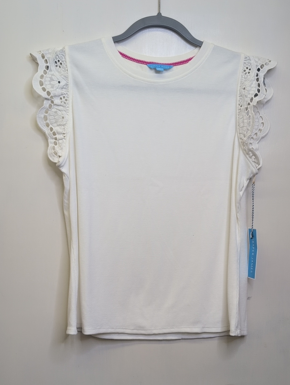 Draper James White Lace Flutter Sleeve Tank